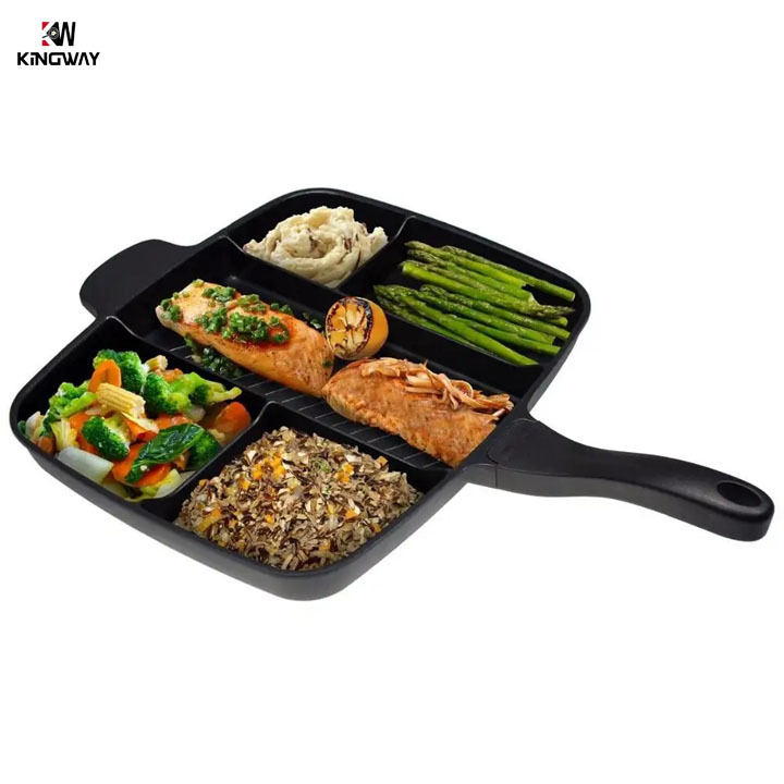 Hot selling 5 in 1 section cast iron pan skillet 5 slots frying pan