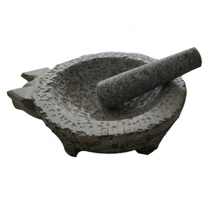 Hot sale Granite Grinder And Crusher of Granite  molcajet with pitted surface and Mortar and Pestle Set with pig head