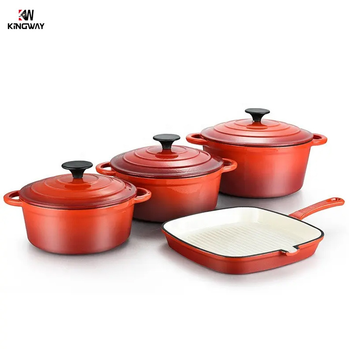 Cheap quality enameled cast iron cookware casserole dutch oven set red