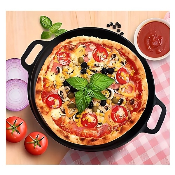 High quality cast iron vegetable oil fry pan grill pan pizza pan with two handles best price