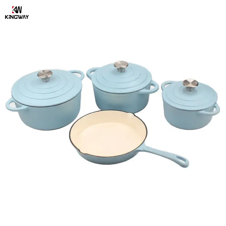 China Kitchen Ware 24Cm Enamel Non Stick Cooking Pot Frying Pan Cast Iron Cookware Set