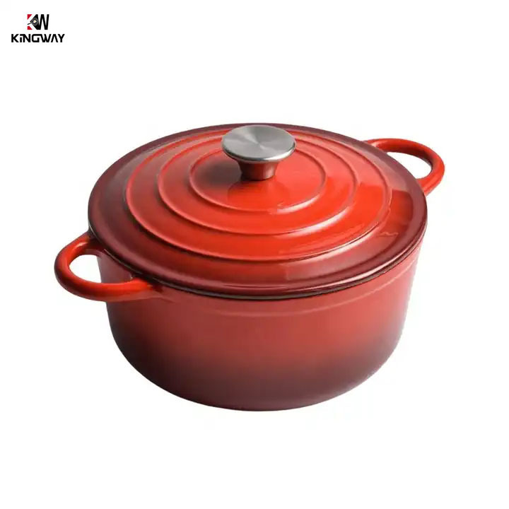 Red color enamel cast iron restaurant soup pot cookware casserole