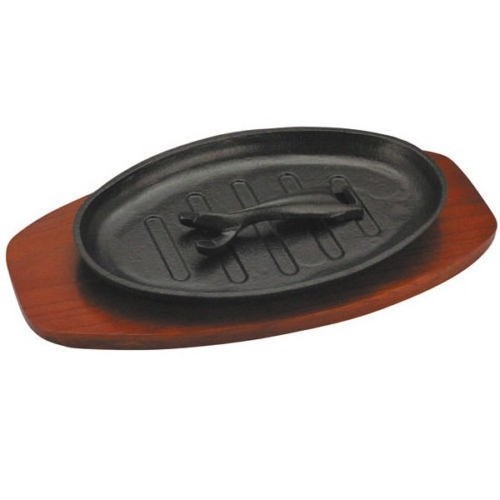 Cast Iron Cookware frying pan skillet Cooking steak plate cast iron grill pan sizzling hot plate with wooden base