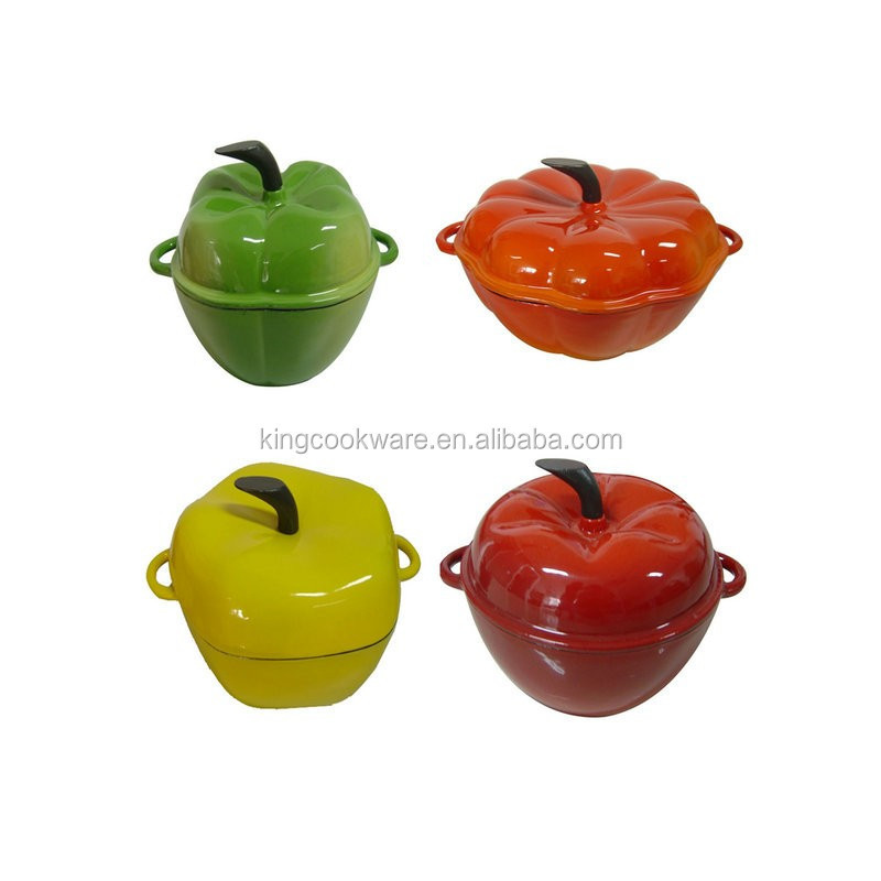 Hot Selling Nonstick Cooking Casserole Pot Dutch Oven 22/24CM Enamel Cast Iron Pumpkin Shaped Cocotte Pot for Kitchen