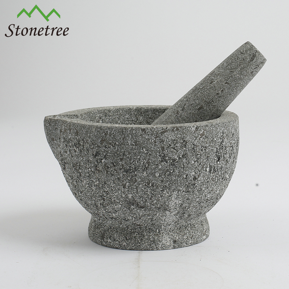 Cheap Natural surface stone granite mortar and pestle/ herb spice and nut grinder