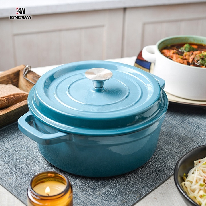 Multicoloured With Lid Cast Iron Dutch Oven Pot Enamel Casserole