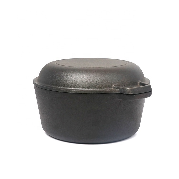 Pre-seasoned Combo Cooker 2 In 1 Cast Iron Double Dutch Oven 5-quart bread loaf pan