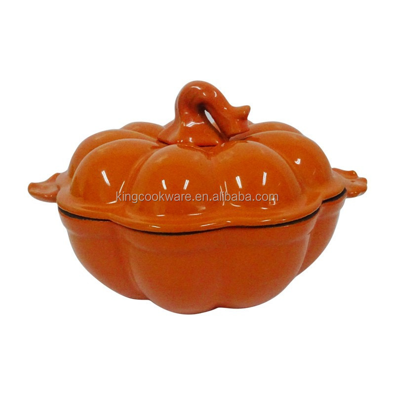 Hot Selling Nonstick Cooking Casserole Pot Dutch Oven 22/24CM Enamel Cast Iron Pumpkin Shaped Cocotte Pot for Kitchen