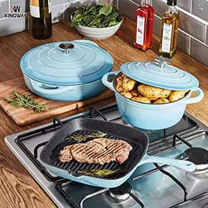 Kitchen ware non stick enamel cast iron cooking pots sets cookware casserole