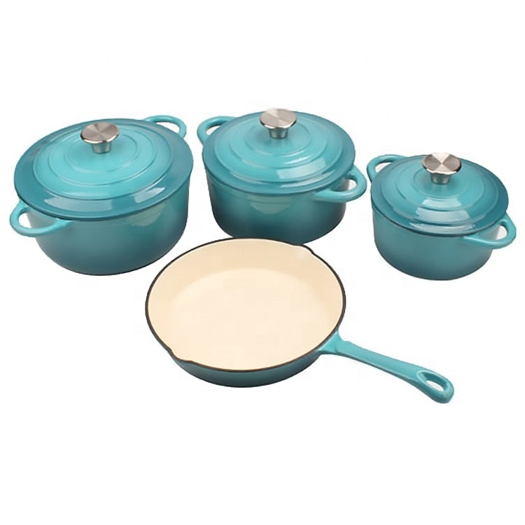 China Kitchen Ware 24Cm Enamel Non Stick Cooking Pot Frying Pan Cast Iron Cookware Set