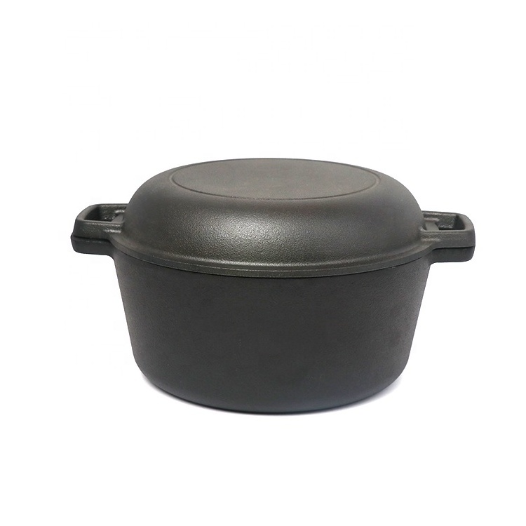 Pre-seasoned Combo Cooker 2 In 1 Cast Iron Double Dutch Oven 5-quart bread loaf pan