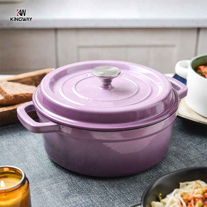 Multicoloured With Lid Cast Iron Dutch Oven Pot Enamel Casserole