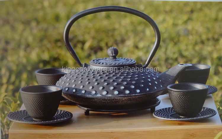 Chinese hand made cast iron enamel coated black tea pot