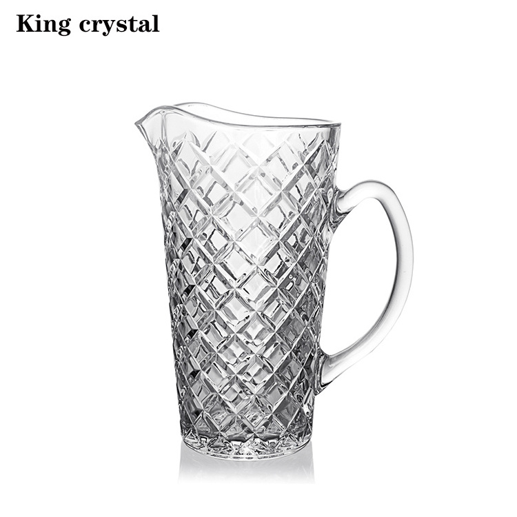 7366PT Crystal Diamond Pitcher / Jar, Glass Jar for cold beverage, Water, Juice, Ice tea, milk