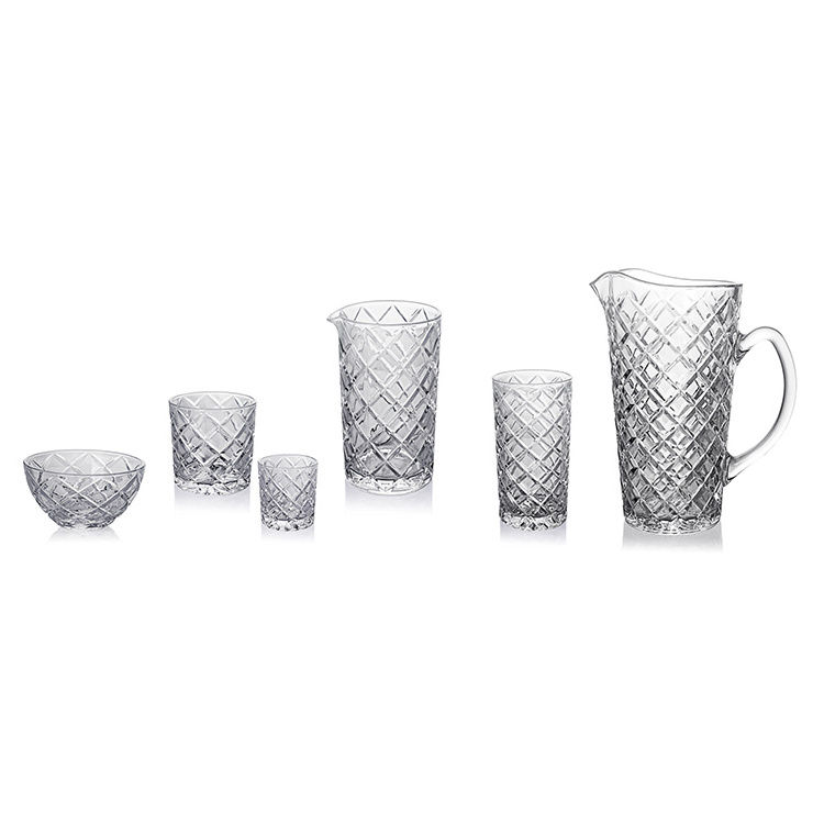 7366PT Crystal Diamond Pitcher / Jar, Glass Jar for cold beverage, Water, Juice, Ice tea, milk