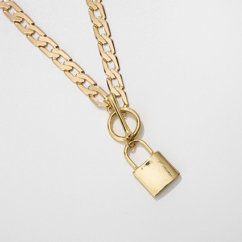 Padlock Necklace Lock Chain 18k gold curb chain Pineapple and 18k gold plated heart Chain jewelry sets