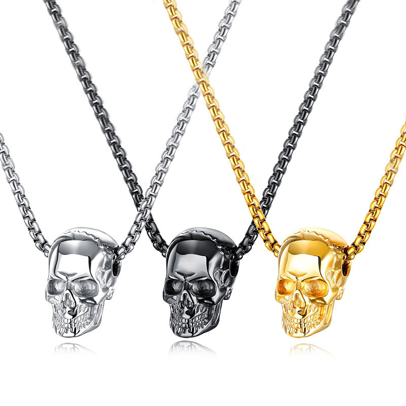 hip hop punk pendant personality Skull men's necklace Hip Hop retro accessories Stainless steel necklaces