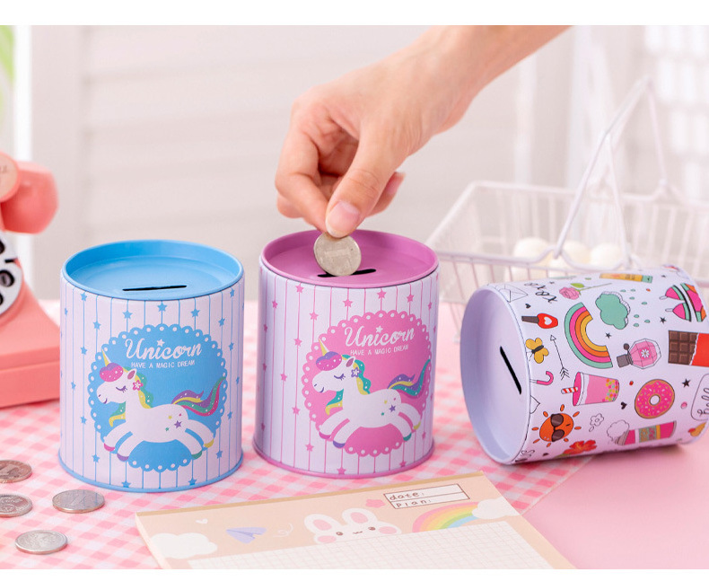 Factory wholesale custom tin can money box metal coin piggy bank for kids