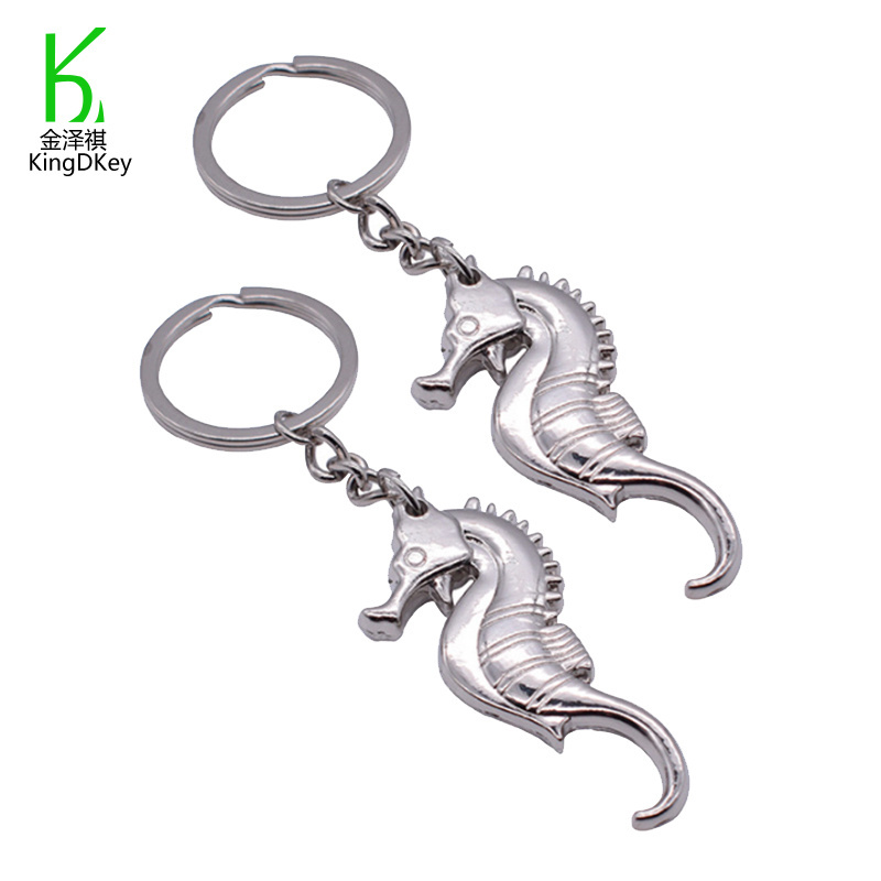 Personalized Opener Keyring Zinc Alloy Nickel Color Hippocampus Pendant Keychain for Promotion Gifts