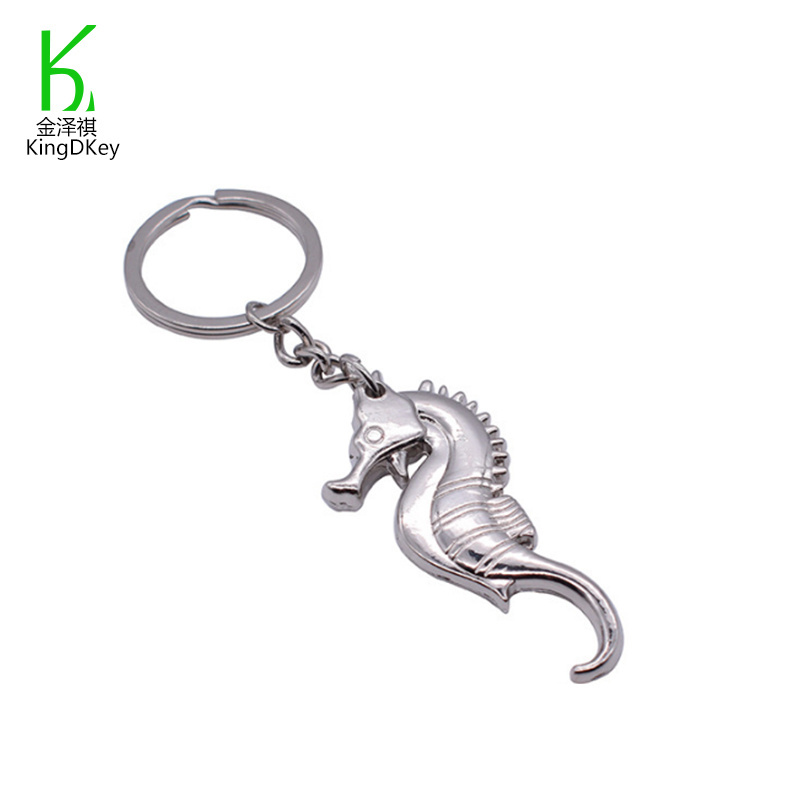 Personalized Opener Keyring Zinc Alloy Nickel Color Hippocampus Pendant Keychain for Promotion Gifts