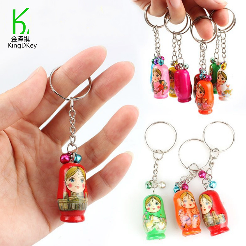 Personalized Wood Matryoshka Russian Doll Keyring Cute russian nesting dolls wooden keychain for decorative souvenir gift