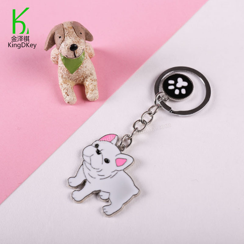 French Bulldog Cute Keyring Metal Pet Dog Pendant Bag Keychain french bulldog Metal 3D keychains charms bag car Accessories