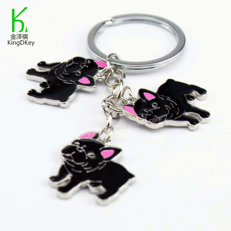 French Bulldog Cute Keyring Metal Pet Dog Pendant Bag Keychain french bulldog Metal 3D keychains charms bag car Accessories