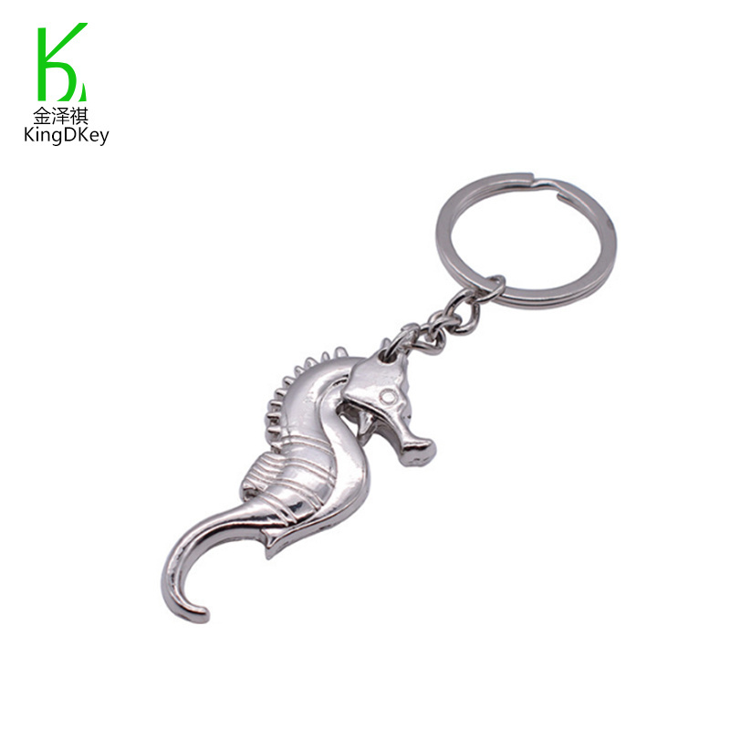 Personalized Opener Keyring Zinc Alloy Nickel Color Hippocampus Pendant Keychain for Promotion Gifts