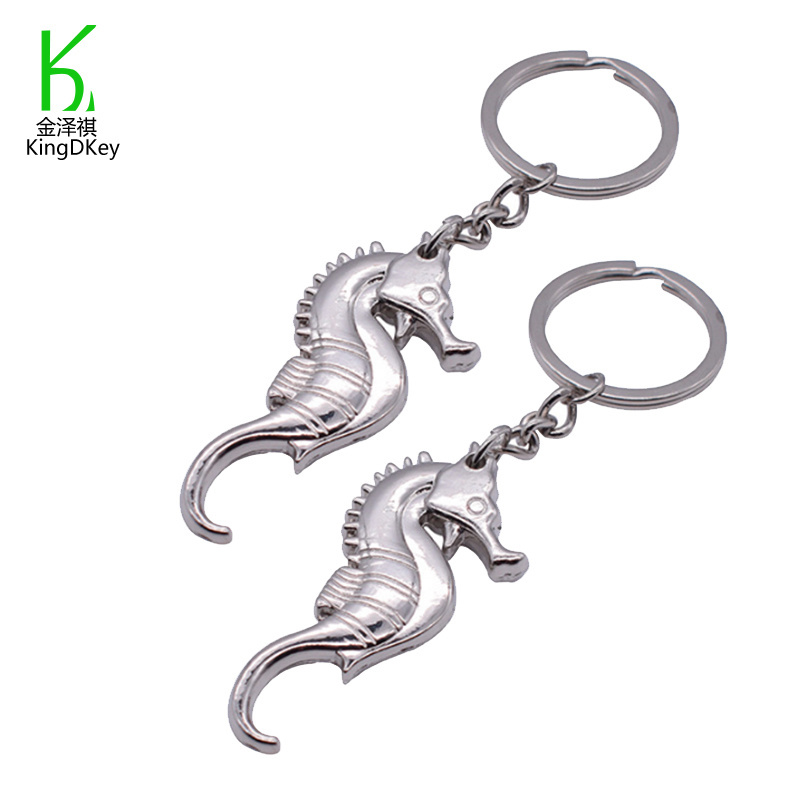 Personalized Opener Keyring Zinc Alloy Nickel Color Hippocampus Pendant Keychain for Promotion Gifts