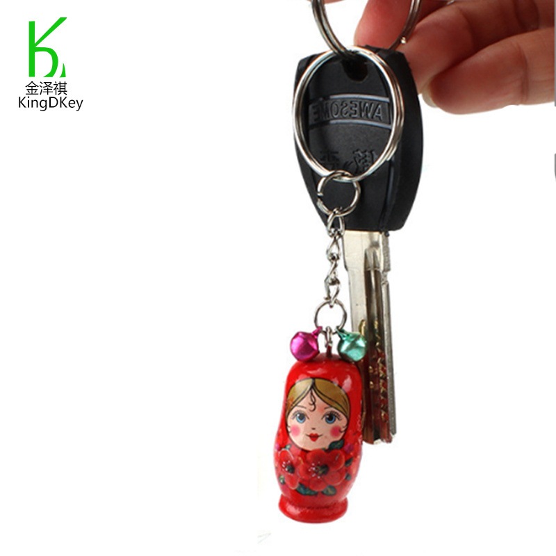 Personalized Wood Matryoshka Russian Doll Keyring Cute russian nesting dolls wooden keychain for decorative souvenir gift