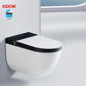 Kidoir Back To Wall Mounted Hanging Wc Luxury Rimless Automatic Flush Bathroom Electric Bidet Grey Wall Hung Smart Toilet