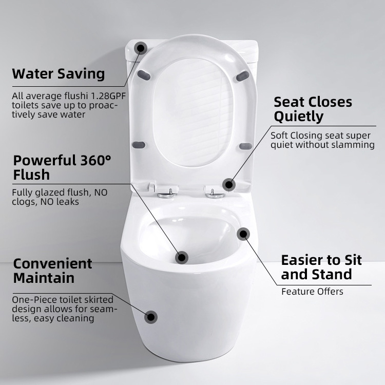 Kidoir Bathroom Wc One Piece Toilet Floor Mounted S Trap Double Storm Wash Ceramic Toilet With Angle Valve And Hose