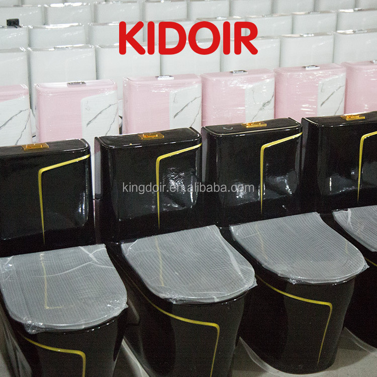 Kidoir Hot Sale Luxury One Piece Bathroom Ceramic Wc Water Closet Porcelain White Black Colored Toilets Bowl