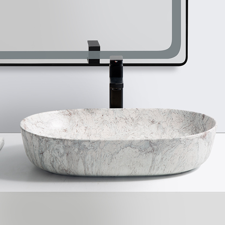 Kidoir modern design hotel bathroom ceramic table top wash basin marble morocco wash sink