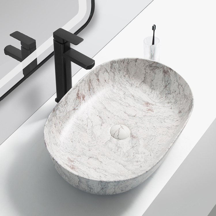 Kidoir modern design hotel bathroom ceramic table top wash basin marble morocco wash sink