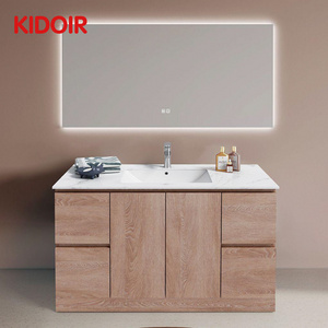 Kidoir Modern Style Design Vanity Undercounter Wash Basin PVC Bathroom Cabinets With Mirror Stainless Steel Hinge For Sale