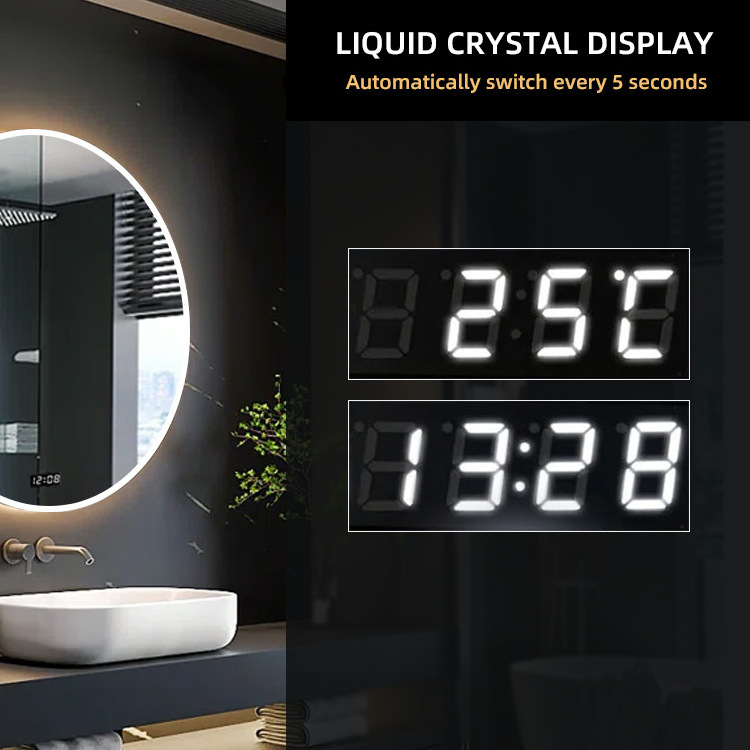 Kidoir Rectangle Bathroom Wall Mount Anti Fog Touch Screen Smart Led Mirror Bathroom Mirror With Led Light Time Display