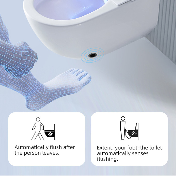 Kidoir Back To Wall Mounted Hanging Wc Luxury Rimless Automatic Flush Bathroom Electric Bidet Grey Wall Hung Smart Toilet