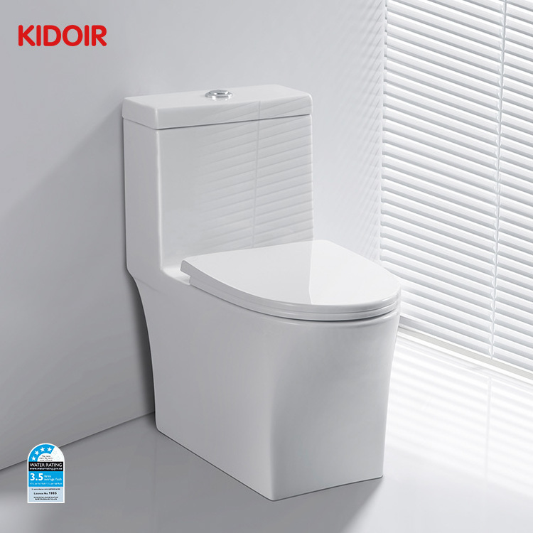 Kidoir High Quality Modern Sanitary Ware Water Close Bathroom One-Piece Toilet Bowl S-Trap Porcelain Wc Toilets