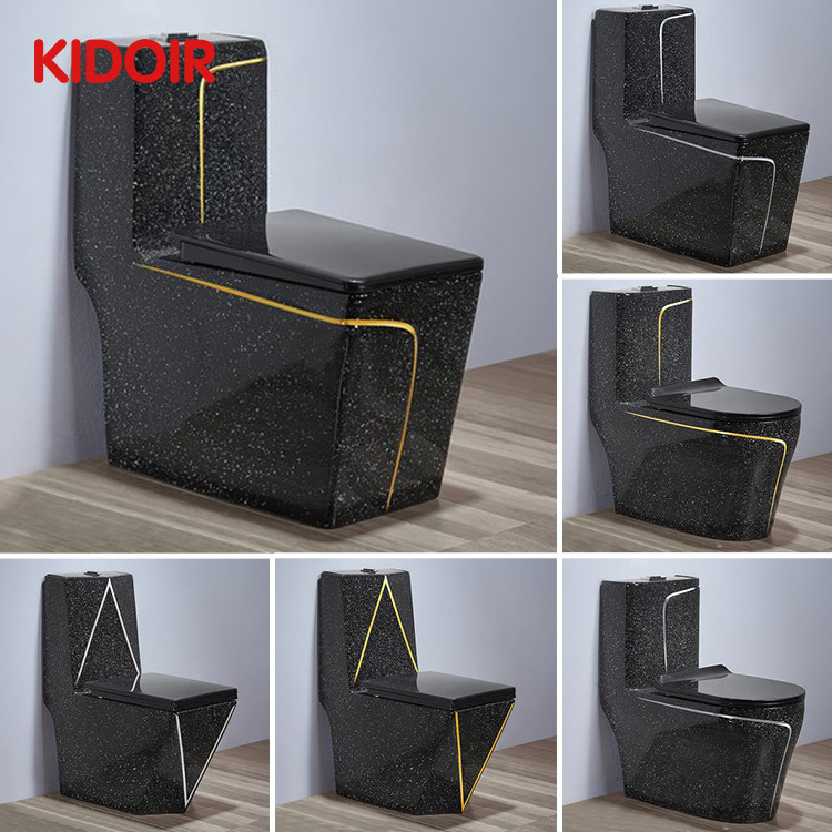 Kidoir Inodoro Negro Luxury One Piece Ceramic Wc Water Closet Porcelain Gold Black Colored Toilets Bowl For Bathroom