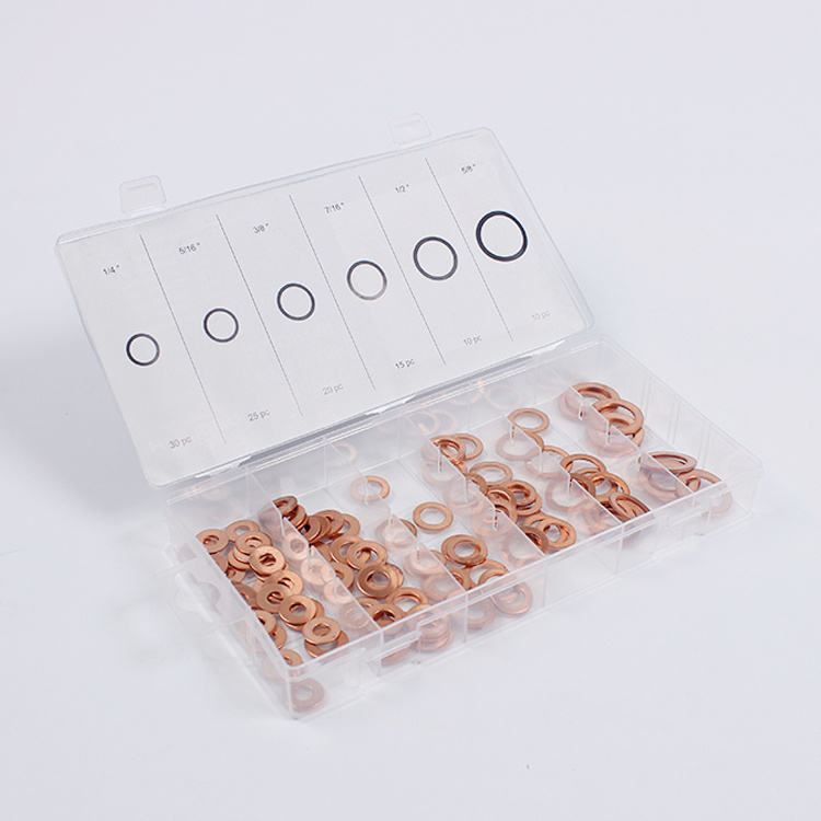 150pc Copper Metric Sealing Washers Assortment Set Flat Ring Sump Plug Oil Seal Gasket