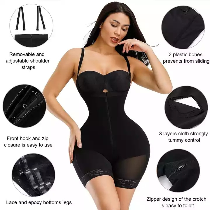 High Compression Colombian Fajas Women Full Body Shapewear Hooks Closure Zipper Crotch Best Quality Butt Lifter Body Shaper