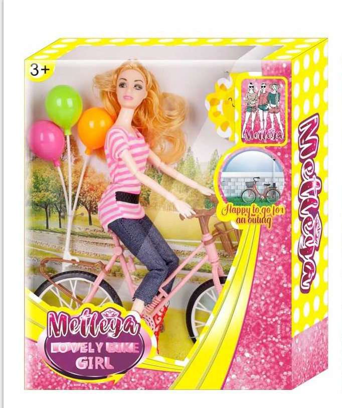 11.5 inch 11 joint solid beautiful doll with bike and balloon for kid play