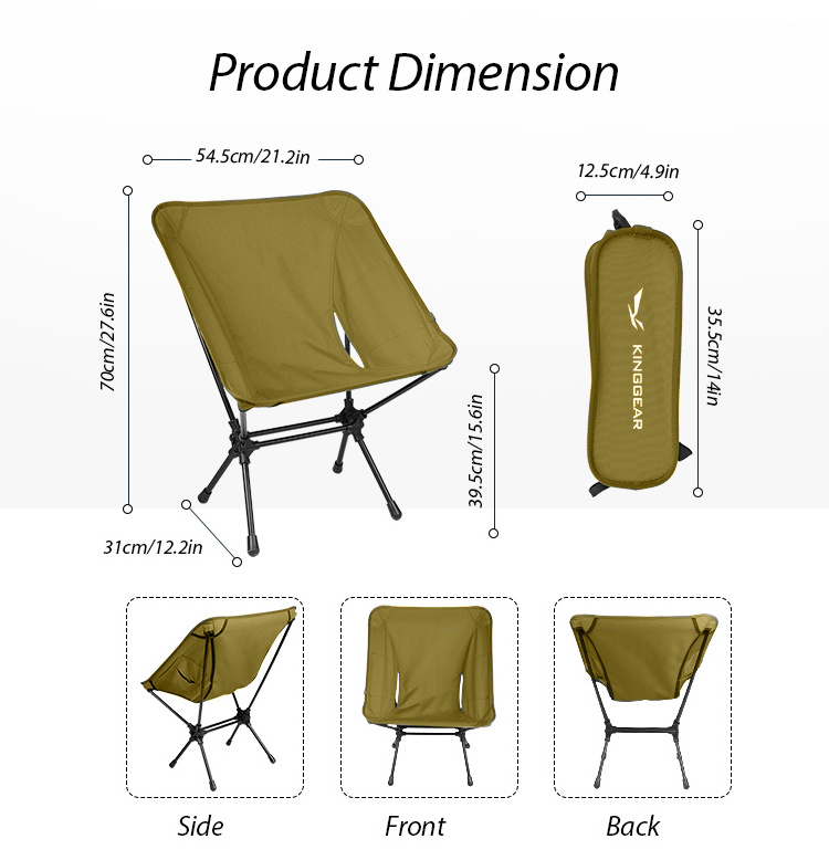 2021 KingGear Folding Portable Lightweight Aluminum foldable Chair Camp Chairs Outdoor Moon Camping Chair