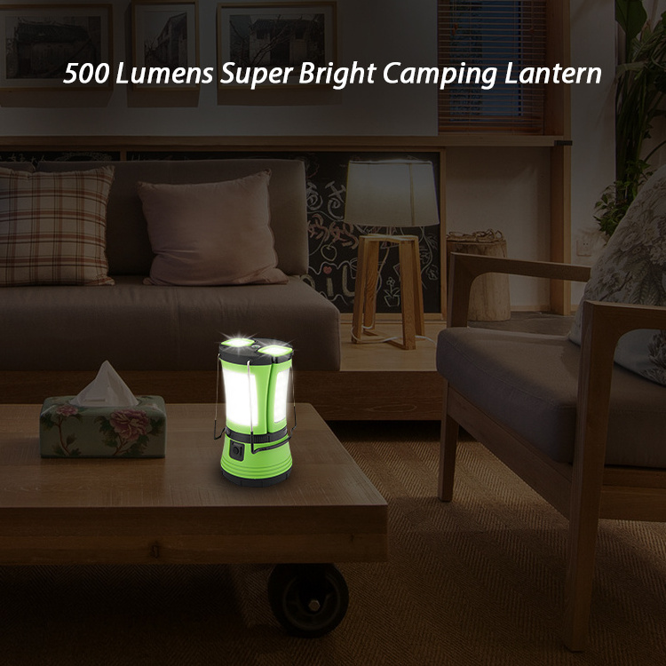 Portable Plastic Emergency Two Ways Powered Rechargeable Led Camping Lantern with 2 Detachable Flashlight