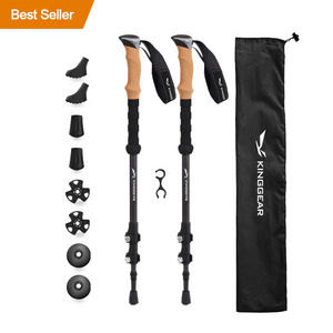 RTS KingGear Walking Stick Carbon Fiber 100% Collapsible Trekking Pole Nordic Telescopic Hiking Pole with Flip Lock