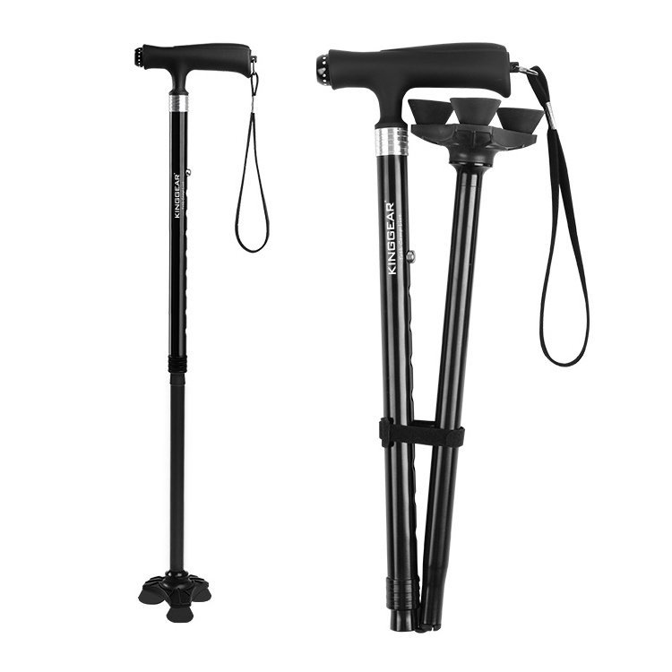 KingGear 3-section Folding Walking Stick for Men Women Old Man Elderly Walking Cane with LED light