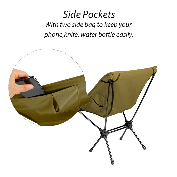 RTS Outdoor Portable Folding Camping Chair 150kg Ultralight Moon Camp Chair with Foot Rest