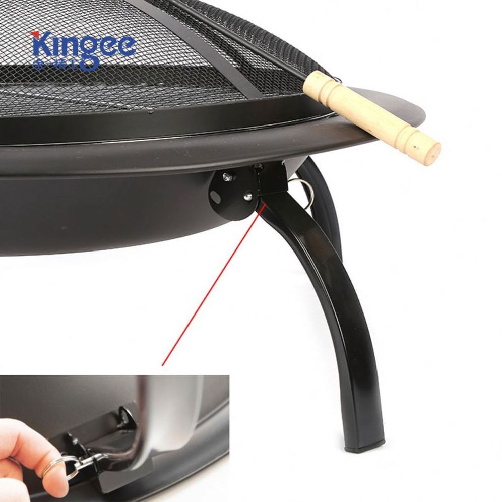 High Quality 28 Inch Round Black Fire Pit Outdoor Charcoal Bbq Grill for Camping