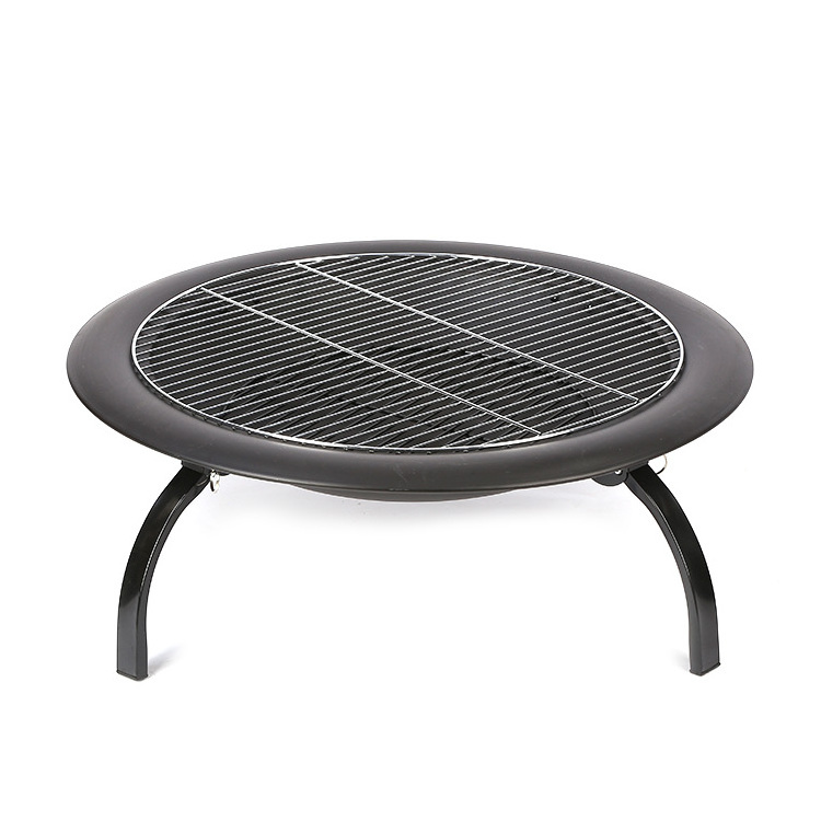 4 Legs Folding Outdoor Firepit Round Bonfire Fire Pit with Poker